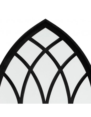 Specchio da Giardino Nero 100x45 cm in Ferro per Uso Esterno
