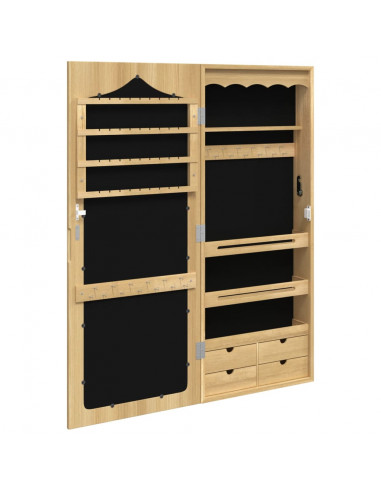 Armadio Portagioie con Specchio a Muro 37,5x10x90 cm