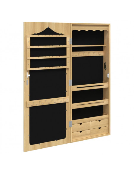 Armadio Portagioie con Specchio a Muro 37,5x10x90 cm
