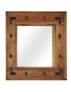 Specchio in Legno Massello di Acacia 50x50 cm 2