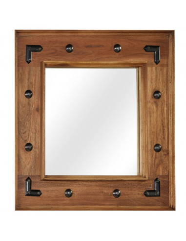 Specchio in Legno Massello di Acacia 50x50 cm