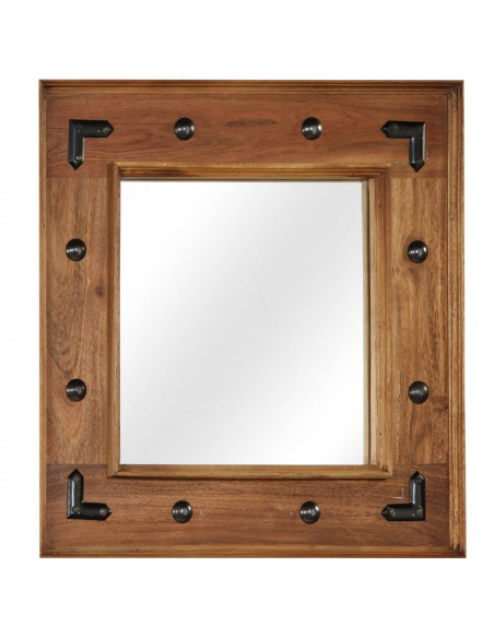 Specchio in Legno Massello di Acacia 50x50 cm