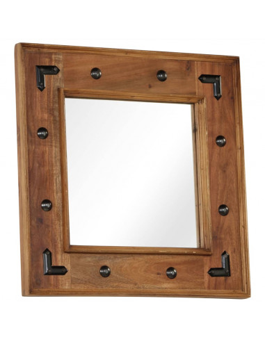 Specchio in Legno Massello di Acacia 50x50 cm