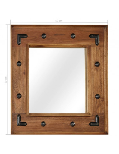 Specchio in Legno Massello di Acacia 50x50 cm