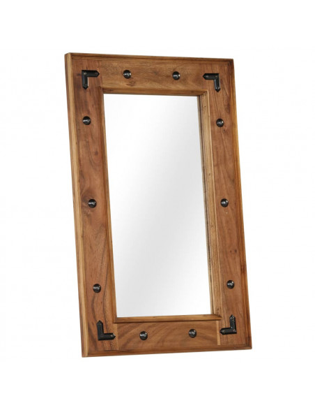 Specchio in Legno Massello di Acacia 50x80 cm