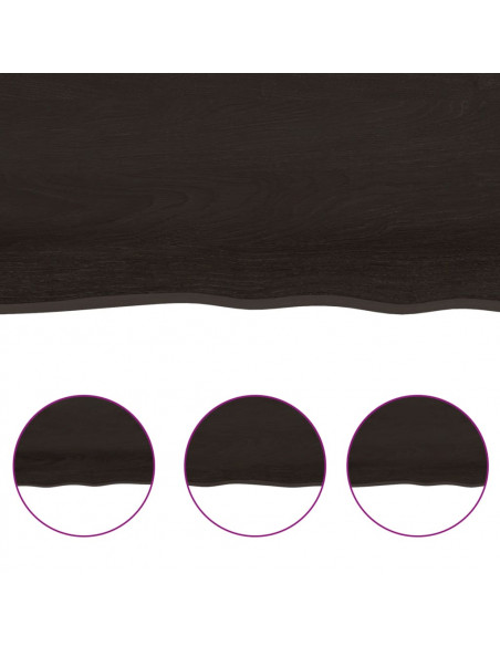Piano Tavolo Marrone 220x50x(2-4) cm Rovere Massello Trattato