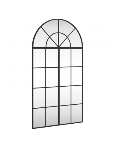 Specchio da Parete Nero 60x110 cm Arco in Ferro