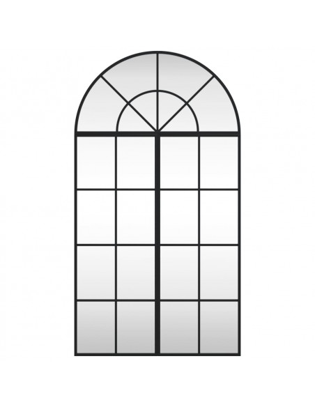 Specchio da Parete Nero 60x110 cm Arco in Ferro