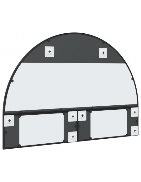 Specchio da Parete Nero 100x70 cm Arco in Ferro