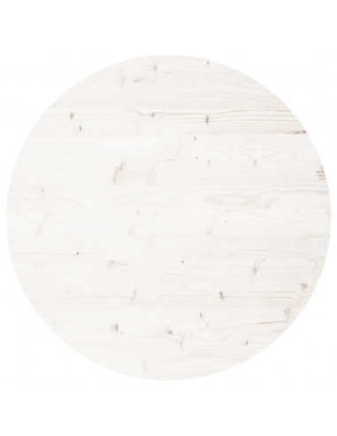 Piano Tavolo Rotondo Bianco Ø70x3 cm in Legno Massello di Pino