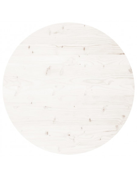 Piano Tavolo Rotondo Bianco Ø70x3 cm in Legno Massello di Pino