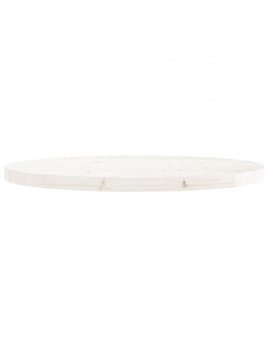 Piano Tavolo Rotondo Bianco Ø70x3 cm in Legno Massello di Pino