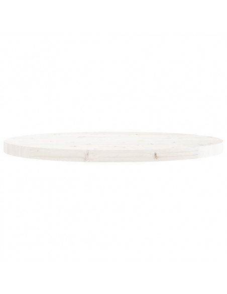 Piano Tavolo Rotondo Bianco Ø70x3 cm in Legno Massello di Pino