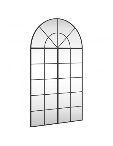 Specchio da Parete Nero 80x140 cm Arco in Ferro