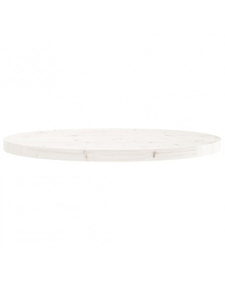 Piano Tavolo Rotondo Bianco Ø70x3 cm in Legno Massello di Pino