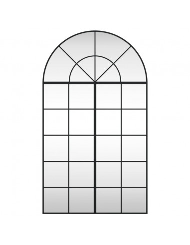 Specchio da Parete Nero 80x140 cm Arco in Ferro