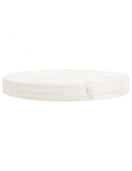Piano Tavolo Rotondo Bianco Ø30x3 cm in Legno Massello di Pino
