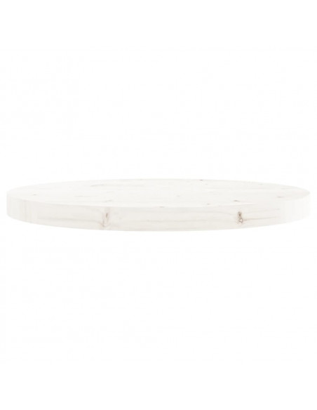 Piano Tavolo Rotondo Bianco Ø50x3 cm in Legno Massello di Pino