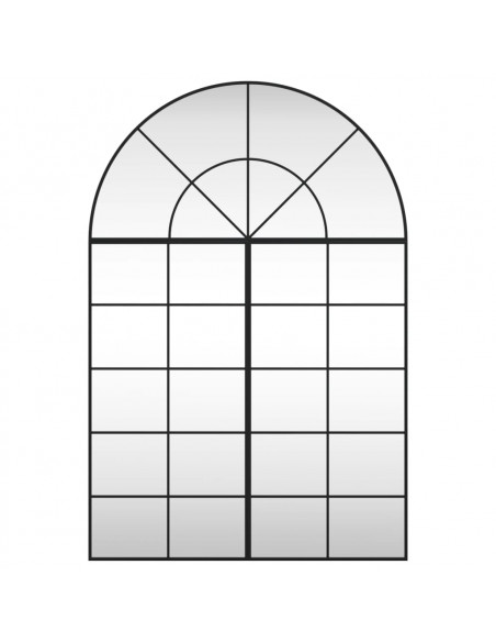 Specchio da Parete Nero 100x150 cm Arco in Ferro