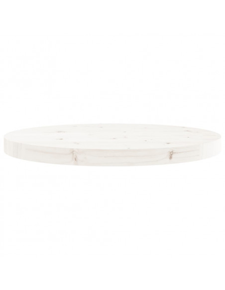 Piano Tavolo Rotondo Bianco Ø50x3 cm in Legno Massello di Pino