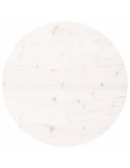 Piano Tavolo Rotondo Bianco Ø90x3 cm in Legno Massello di Pino