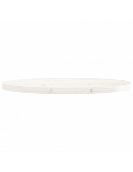Piano Tavolo Rotondo Bianco Ø90x3 cm in Legno Massello di Pino