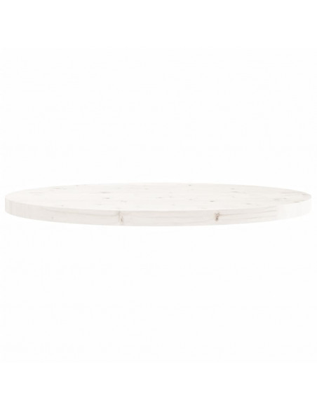 Piano Tavolo Rotondo Bianco Ø90x3 cm in Legno Massello di Pino