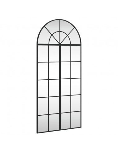 Specchio da Parete Nero 60x130 cm Arco in Ferro