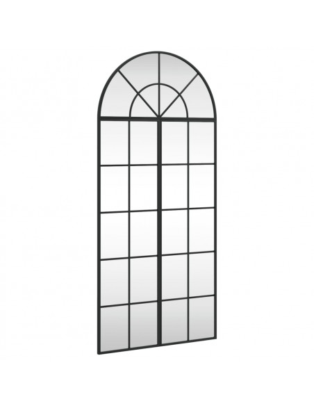 Specchio da Parete Nero 60x130 cm Arco in Ferro