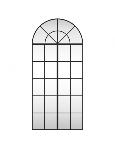 Specchio da Parete Nero 60x130 cm Arco in Ferro