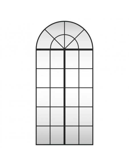 Specchio da Parete Nero 60x130 cm Arco in Ferro