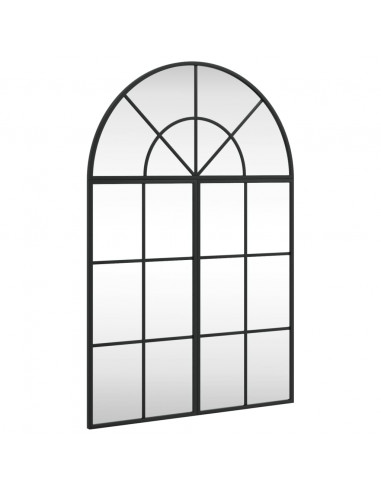 Specchio da Parete Nero 60x90 cm Arco in Ferro