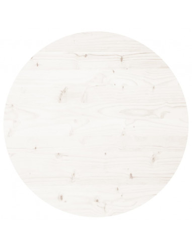 Piano Tavolo Rotondo Bianco Ø60x3 cm in Legno Massello di Pino