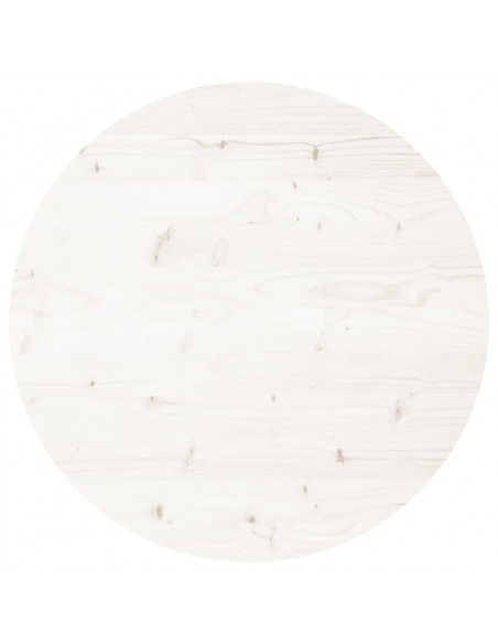 Piano Tavolo Rotondo Bianco Ø60x3 cm in Legno Massello di Pino