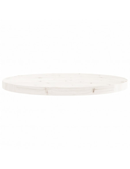 Piano Tavolo Rotondo Bianco Ø60x3 cm in Legno Massello di Pino