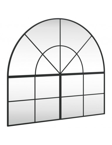 Specchio da Parete Nero 100x90 cm Arco in Ferro