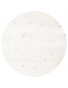 Piano Tavolo Rotondo Bianco Ø80x3 cm in Legno Massello di Pino 2