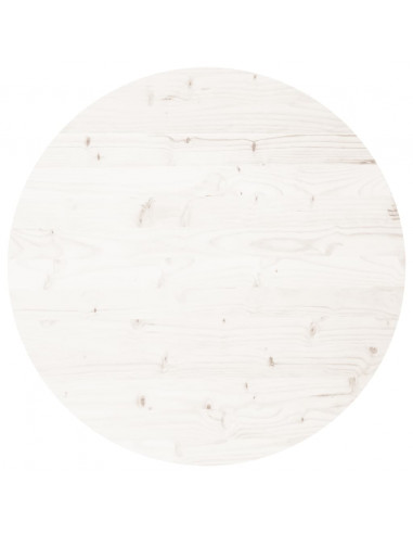 Piano Tavolo Rotondo Bianco Ø80x3 cm in Legno Massello di Pino