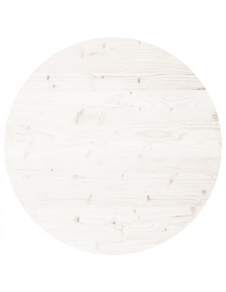 Piano Tavolo Rotondo Bianco Ø80x3 cm in Legno Massello di Pino