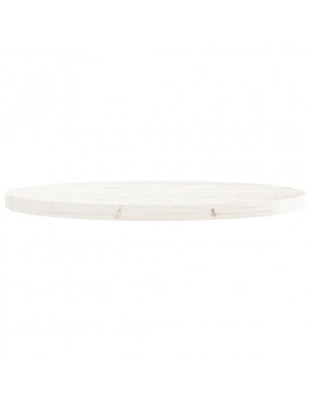 Piano Tavolo Rotondo Bianco Ø80x3 cm in Legno Massello di Pino