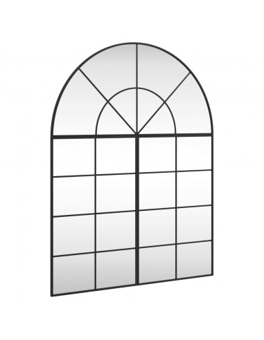 Specchio da Parete Nero 100x130 cm Arco in Ferro