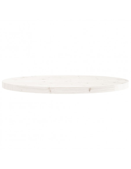 Piano Tavolo Rotondo Bianco Ø80x3 cm in Legno Massello di Pino