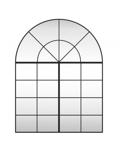 Specchio da Parete Nero 100x130 cm Arco in Ferro