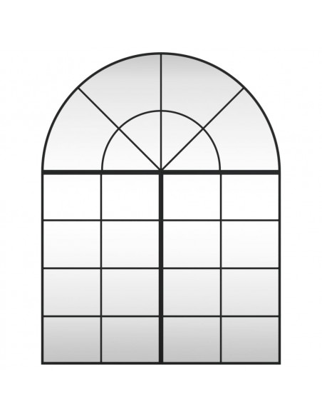 Specchio da Parete Nero 100x130 cm Arco in Ferro