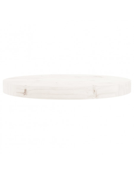 Piano Tavolo Rotondo Bianco Ø40x3 cm in Legno Massello di Pino