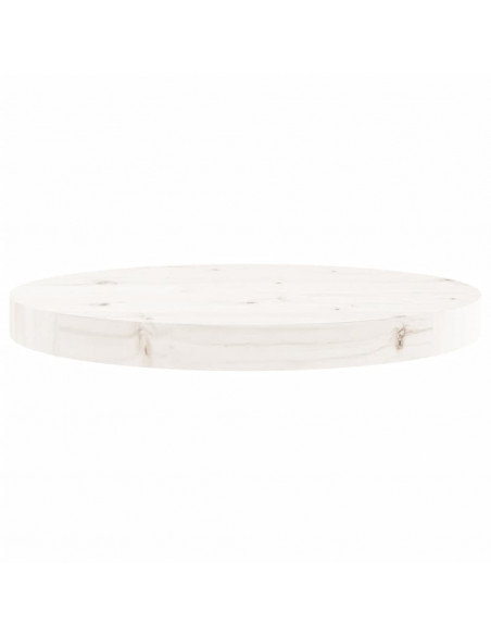 Piano Tavolo Rotondo Bianco Ø40x3 cm in Legno Massello di Pino
