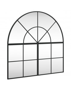Specchio da Parete Nero 80x80 cm Arco in Ferro 2