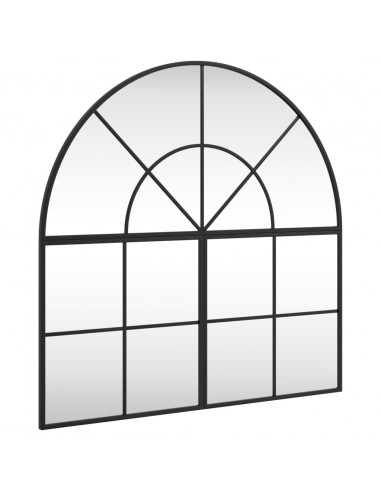 Specchio da Parete Nero 80x80 cm Arco in Ferro