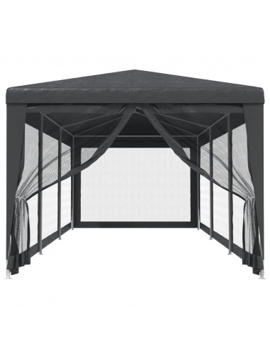 Tenda per Feste con 8 Pareti in Rete Antracite 3x9 m in HDPE