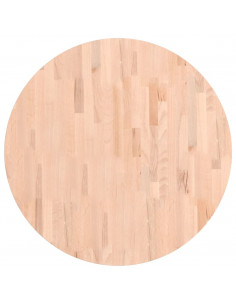 Piano per Tavolo Ø80x2,5 cm Rotondo in Legno Massello di Faggio 2